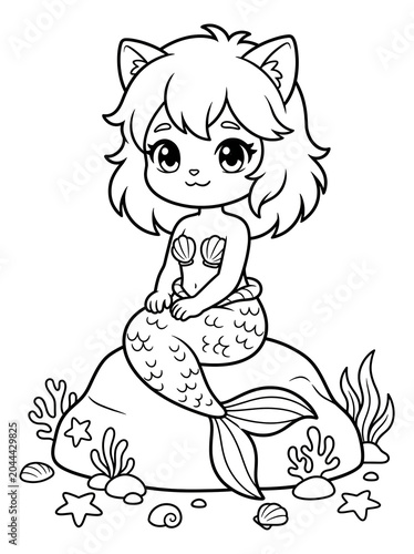mermaid pencil drawing,