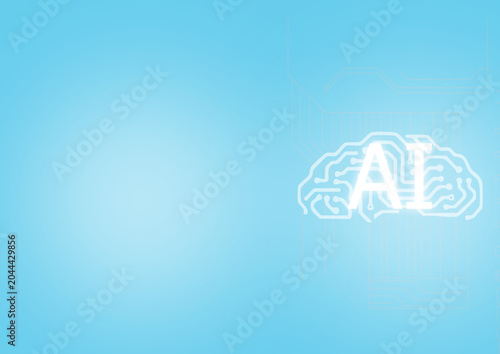 Artificial intelligence ai brain technology digital innovation network data automation future abstract background banner copy space blue gradient minimal modern concept machine learning neural