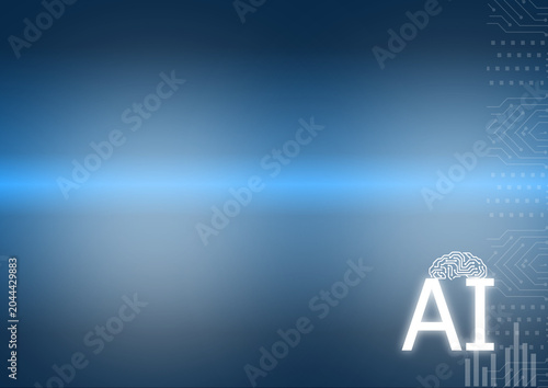 Artificial intelligence technology digital circuit network data abstract background blue innovation