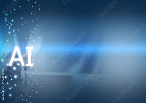 Artificial intelligence technology digital network data innovation automation interface blue abstract