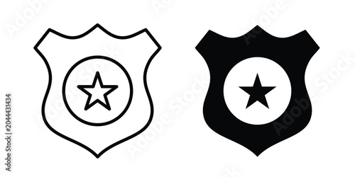 Bild auf Leinwand Police badge icon clipart and thin stroke versions pack