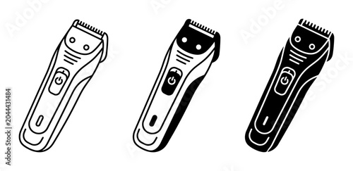 Fotografía Electric Trimmer Icons, Grooming Clippers Set, Personal Care Devices, Black and
