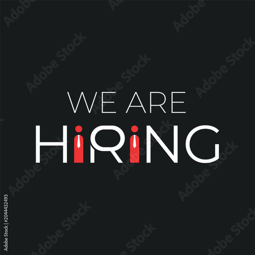 We Are Hiring Typography Vector Design with Creative Recruitment and Job Vacancy Concept