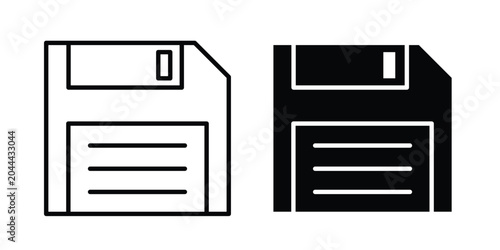 Tableau sur toile Save file icon clipart and thin stroke versions pack