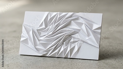 Crinkled White Paper Texture on Concrete Background