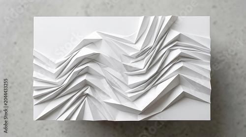 3D Paper Mountain Range Illustration on Concrete Background