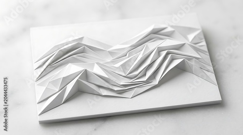Abstract white paper wave folds texture minimalist background design vector illustration