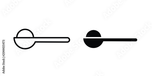 Teaspoon icon clipart and thin stroke versions pack
