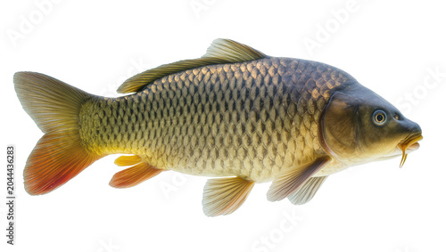 Common carp fish with scales and fins, aquatic animal