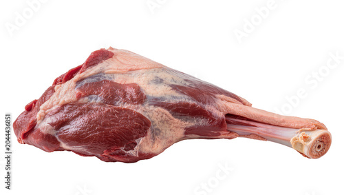 Photography Raw lamb shank with bone and fat