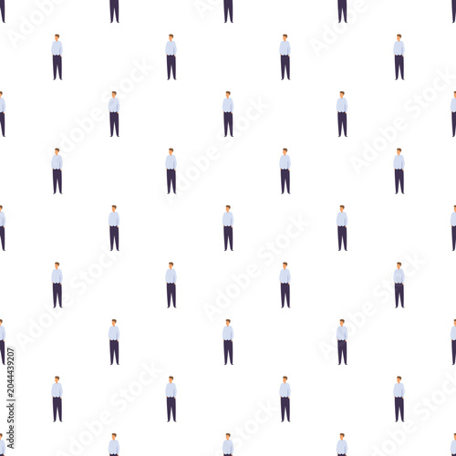 Quadro em tela Identical men standing in a seamless repeating pattern on a white background, re