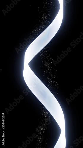 Abstract vertical white light streak on pure black background.