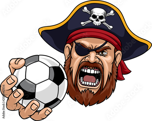 A Pirate man holding Soccer...
