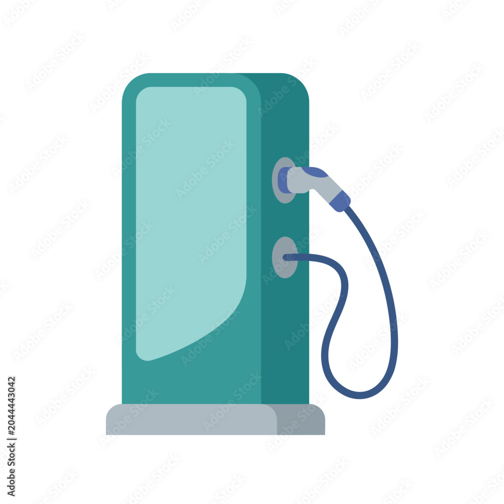Fototapeta premium Charging Station Minimal Flat Vector Illustration for Electric Car