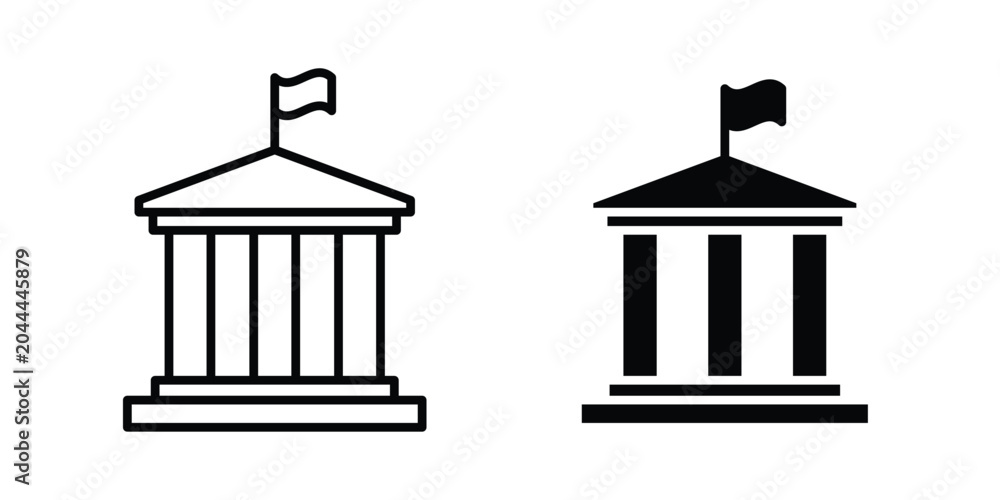 Εκτύπωση καμβά City hall building icon lineart style, silhouette flat icons