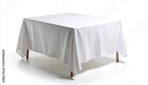 Elegant Square Table Adorned with Crisp White Tablecloth.