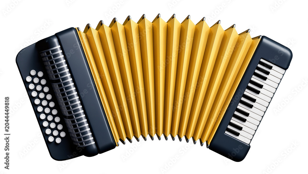 Αυτοκόλλητο Accordion with yellow bellows and black keys