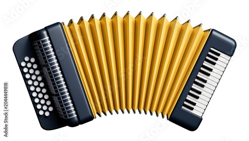 Photos Accordion with yellow bellows and black keys