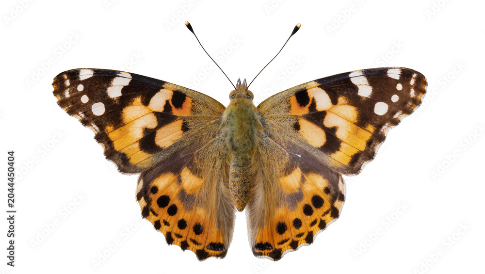 Naklejka premium Painted Lady Butterfly with orange black, and white wing patterns
