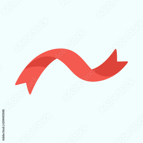 Obraz na plátně A vibrant red ribbon floats gracefully against a soft, neutral background