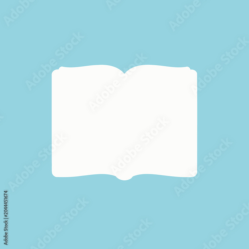 An open book icon with white pages on a light blue background
