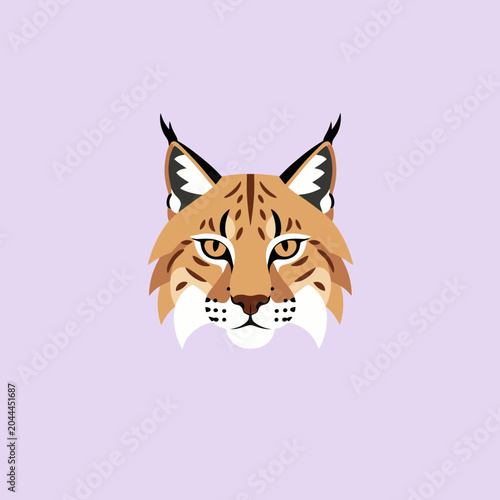 A stylized illustration of a wild cat face on a soft, pastel background