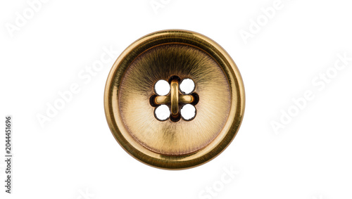 Foto Antique brass button with four holes and brushed texture