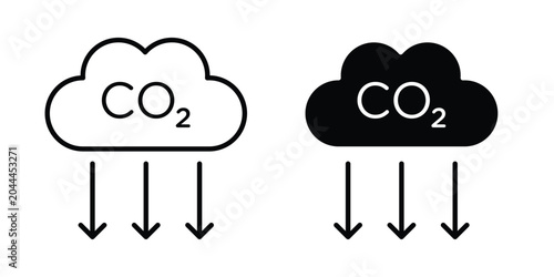 Low carbon dioxide icon lineart style, silhouette flat icons