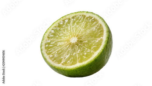 Fresh lime slice with vibrant green rind and juicy pulp