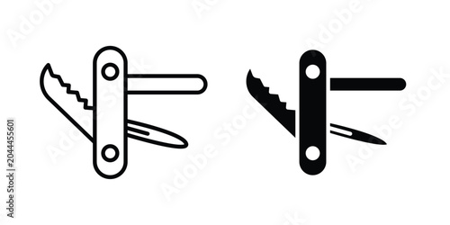 Foto Pocket knife icon lineart style, silhouette flat icons