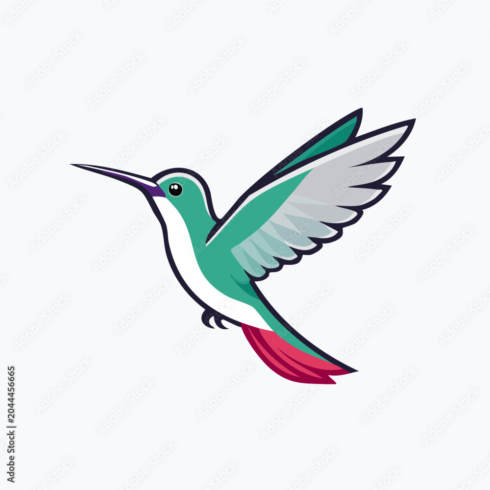 Naklejka premium Vibrant Hummingbird Illustration with Detailed Feather Design.