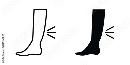 Photos Shin pain icon lineart style, silhouette flat icons