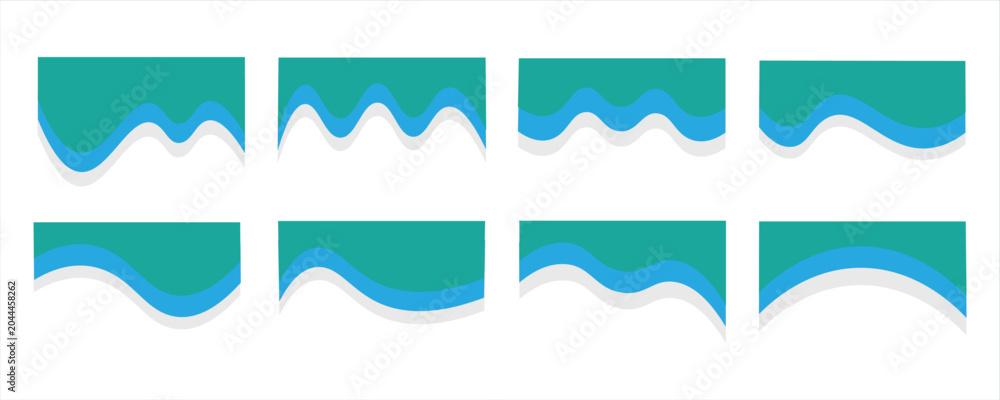 Fototapeta premium Modern abstract wave header designs in shades of blue with dynamic flow. vector illustration