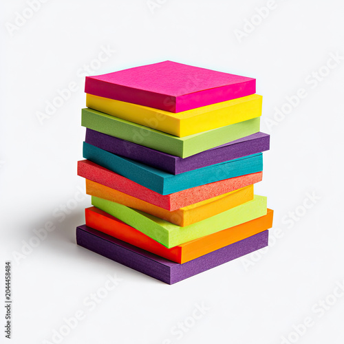 Colorful stack of square sticky notes with vibrant hues