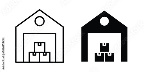 Tableau sur toile Warehouse icon lineart style, silhouette flat icons