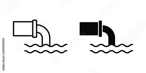 Waste water icon lineart style, silhouette flat icons