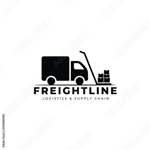 Foto truck and boxes silhouette logo transport delivery
