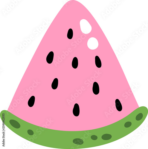 cute slice of watermelon fruit vector cartoon illustration