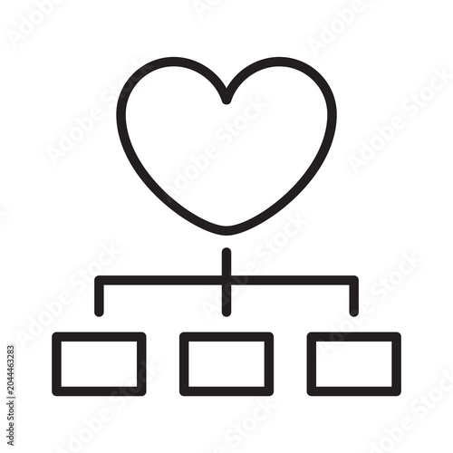 Bilde på lerret AI sentiment analysis line icon featuring a heart symbol connected to a structur
