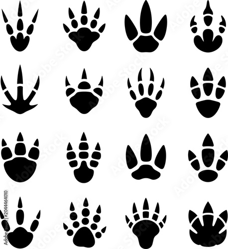 Cartoon Dinosaur with Thesaurus Day Text in Simple Black Silhouette on White Background for Graphic Design


