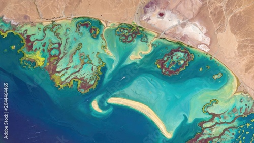 Aerial view of vibrant coral reefs in turquoise lagoons nature high resolution oceanic beauty