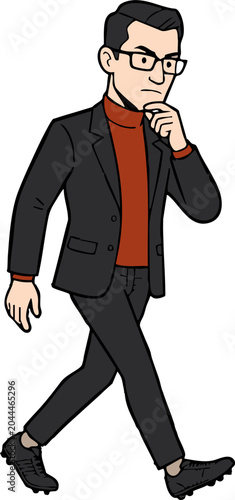Calm Soccer Coach Walking on Sideline – Leadership During Match