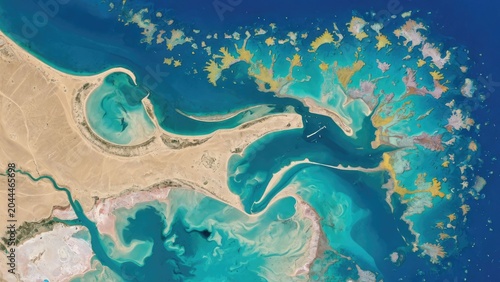 Aerial view of vibrant coral reefs turquoise lagoons nature photography coastal paradise