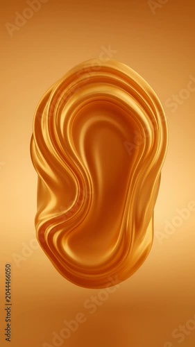 Abstract golden liquid shape on smooth gradient background