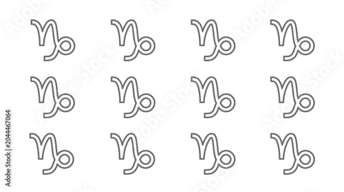 Obraz na płótnie Capricorn zodiac sign symbols repeating on white background design