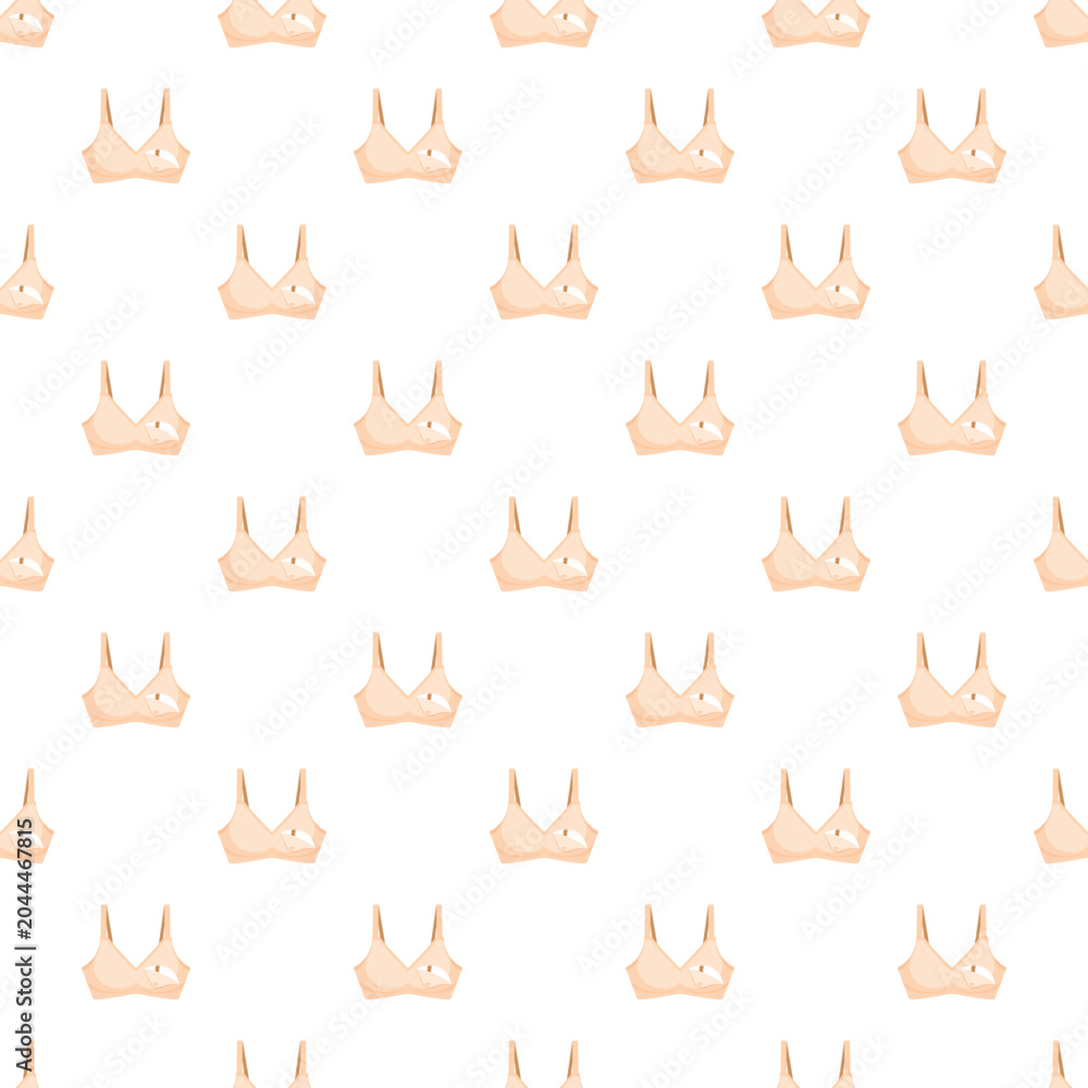 Fototapeta premium Seamless pattern of beige nursing bras for maternity and breastfeeding concepts