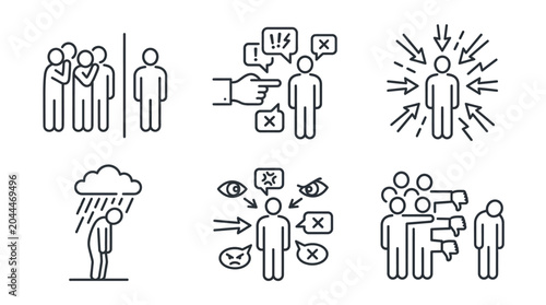 Schilderij op canvas Conceptual line art illustrations depicting social issues and bullying