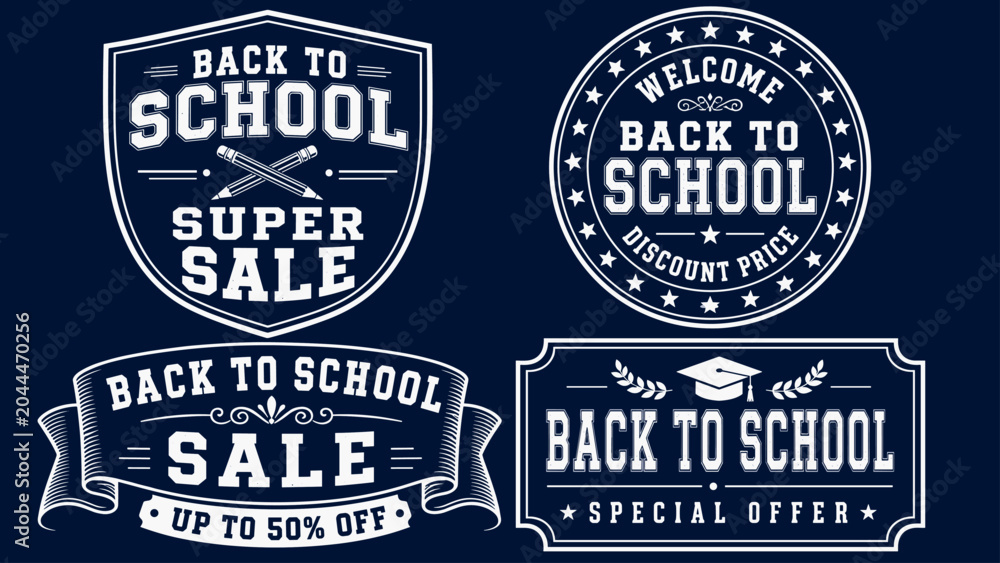 Fototapeta premium Back to School Sale and Special Offer Badges Collection