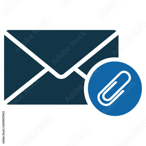 Vector graphic of an envelope with a paperclip attached, symbolizing email attachment.