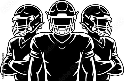 American Football Team Silhouette Players Illustration